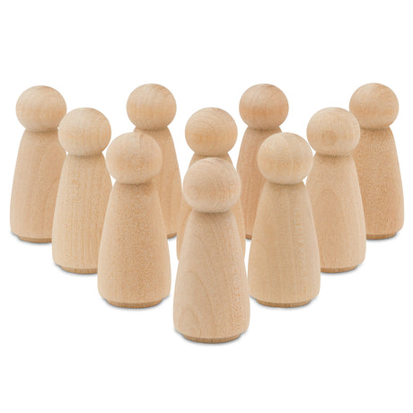 Wood Peg Dolls, 3.5 Inch Large Mom/Angel Shape Wooden Peg People, Pack of 10 Wooden Dolls for Play, Strong Birch Wooden People Figures, Peg Dolls Unfinished, Wooden Pegs for Crafts Woodpeckers