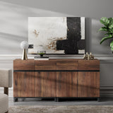 WAMPAT Modern TV Stand for TVs up to 70 inch, 2 in 1 Entertainment Center TV Console with Adjustable Shelves and Metal Base for Living Room,Bedroom,Brown WAMPAT