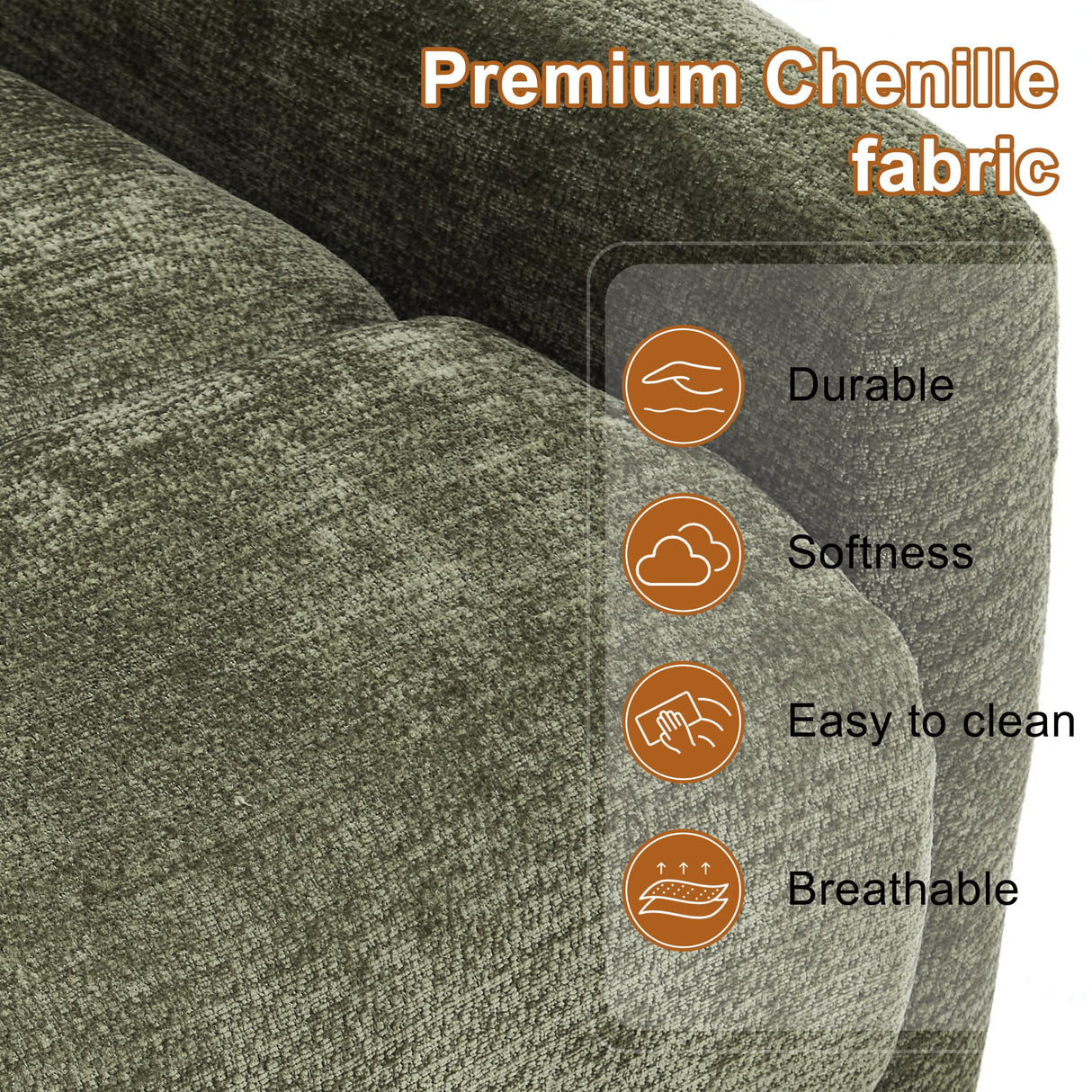 Manual Swivel Rocker Recliner Chair with Vibration Massage, Overstuffed Glider Chair with Lumbar Heat for Nursery, Living Room Reclining Sofa Chair, Chenille Fabric Green Luxlen