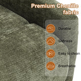 Manual Swivel Rocker Recliner Chair with Vibration Massage, Overstuffed Glider Chair with Lumbar Heat for Nursery, Living Room Reclining Sofa Chair, Chenille Fabric Green Luxlen