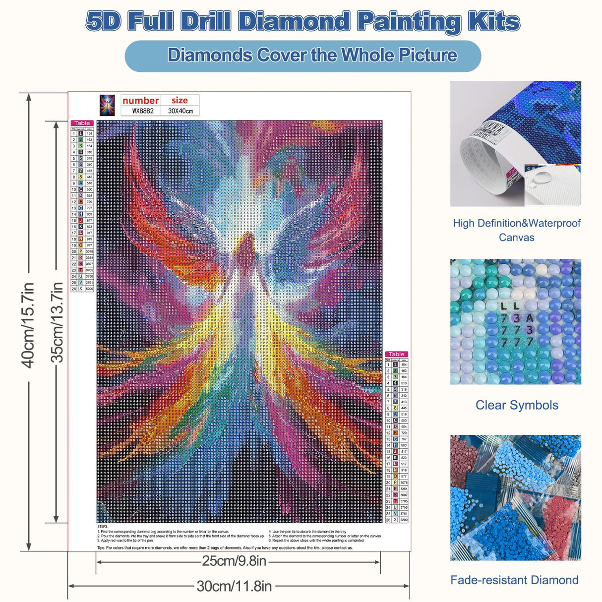 CEOVR Angel Diamond Painting Kits for Adults, 5D Full Drill Fairy Diamond Art Dots DIY Gem Art, Adult Crafts Kits Arts and Crafts, Wall Decor for Home Office 12x16in CEOVR