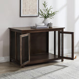 Crosley Furniture Dane Credenza Console Table Dog Crate Kennel for Pets, Brown Crosley Furniture