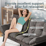 Vyfipt Convertible Futon Sofa Bed, Grey Linen Futon Couch with Adjustable Backrest & Armrests, Folding Small Recliner Sleeper Sofa Bed for Living Room, Apartment, Office Vyfipt