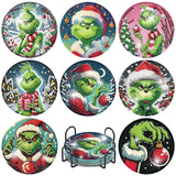 Yijingtop 8 Pcs Christmas Diamond Painting Coasters Kits with Holder,DIY Xmas Diamond Art Coaster Kits for Adults,Christmas Diamond Art Kits for Adults for Home Wall Decor Yijingtop