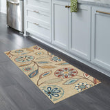 Maples Rugs Reggie Floral Runner Rug - Made in USA - Washable, Non Slip Indoor Carpet for Kitchen, Hallway, and Laundry Room, 2' x 6', Beige Maples Rugs