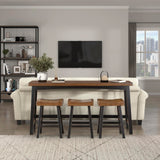 Lexicon 4-Piece Bar Table Set with 3 Saddle Stools for Small Kitchens and Living Spaces, Black/Brown Lexicon