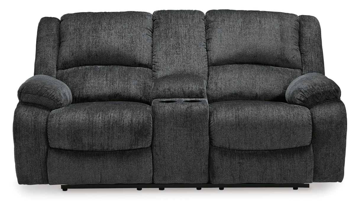 Signature Design by Ashley Draycoll Contemporary Double Reclining Manual Loveseat with Center Console, Dark Gray Signature Design by Ashley