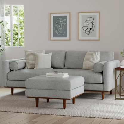 SIMPLIHOME Morrison Mid-Century Modern 89 Inch Wide Sofa in Mist Grey Woven-Blend Fabric, For the Living Room and Family Room