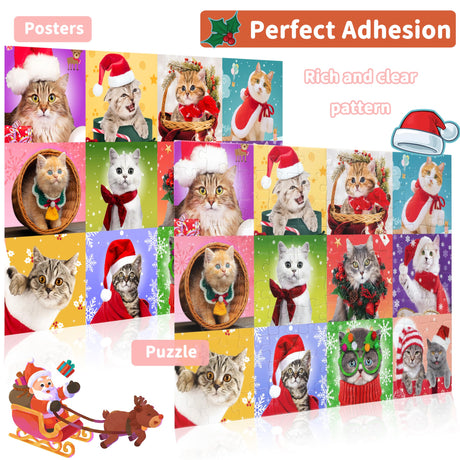 Bestbase Christmas Puzzle 100 Piece Puzzles for Kids - Christmas Cats, Multicolor Jigsaw Puzzles for Kids Ages 4-8 3-5 8-10, Stocking Stuffers Christmas Toys Cat Puzzle Kids Puzzles for Girls and Boys Bestbase