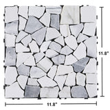 PURE ERA Natural Real Stone Interlocking Floor Deck Tiles Indoor Outdoor Use 12"x12" (4Pcs, 4 sq. Ft, Sliced Grey and White)- Great Upgrade to Patio Backyard Pathway PURE ERA