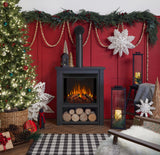 Real Flame Black Hollis Electric Fireplace - Freestanding with Remote Control - 6 Flame Colors & 5 Brightness Levels, Black Real Flame