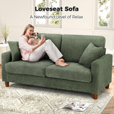 Kidirect 70in Corduroy Couch, Sofas for Living Room No Tool Assembly, Comfy Couches for Living Room 21in Deep Seats, Oversized Loveseat Sofa with 2 Pillows, 3 Seater Couch for Bedroom, Green Sofa Kidirect