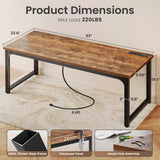 Huuger 63 x 24 inch Desk with Power Outlets & USB-C, Deeper & Thicker Desktop, Robust Metal Tubes, Computer Desk, Heavy Duty Office Desk, Work Gaming Desk, for Home Office, Rustic Brown Huuger