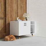 Sosiuel,Cat Litter Box Enclosure, Hidden Cat Litter Box Furniture,Enclosed Boxes, Fit Most of Litter Box,Pet House Side Coffee Table,Cat House，White and Black (White) Sosiuel