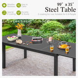 Sophia & William Expandable Patio Dining Table, Extra Large 99.2" L x 35.5" W Outdoor Dining Table for 6-10 Person Metal Rectangular Patio Table with E-Coating for Garden Porch Deck (Black) Sophia & William