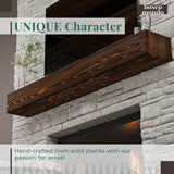 BoscoMondo Fireplace Mantel, Handcrafted Rustic from Solid Pine, Wall-Mounted Floating Farmhouse Shelf - 8"x6", 66" Brown BoscoMondo