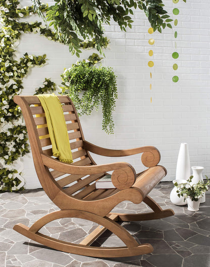 Safavieh Outdoor Collection Sonora Rocking Chair, Teak Brown - WoodArtSupply