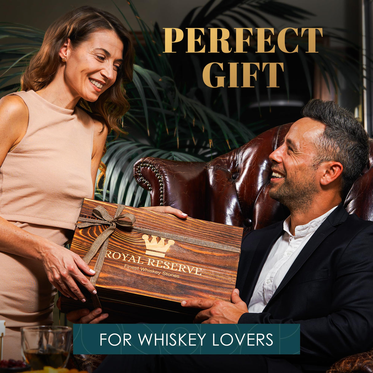 Whiskey Decanter Set by Royal Reserve – Whiskey Gift Set - Twisted Bourbon Decanter 34 oz 1000 ml with Glasses, Whiskey Stones, Coasters, Tongs – Whiskey Gifts for Men, Husband, Dad Christmas Royal Reserve