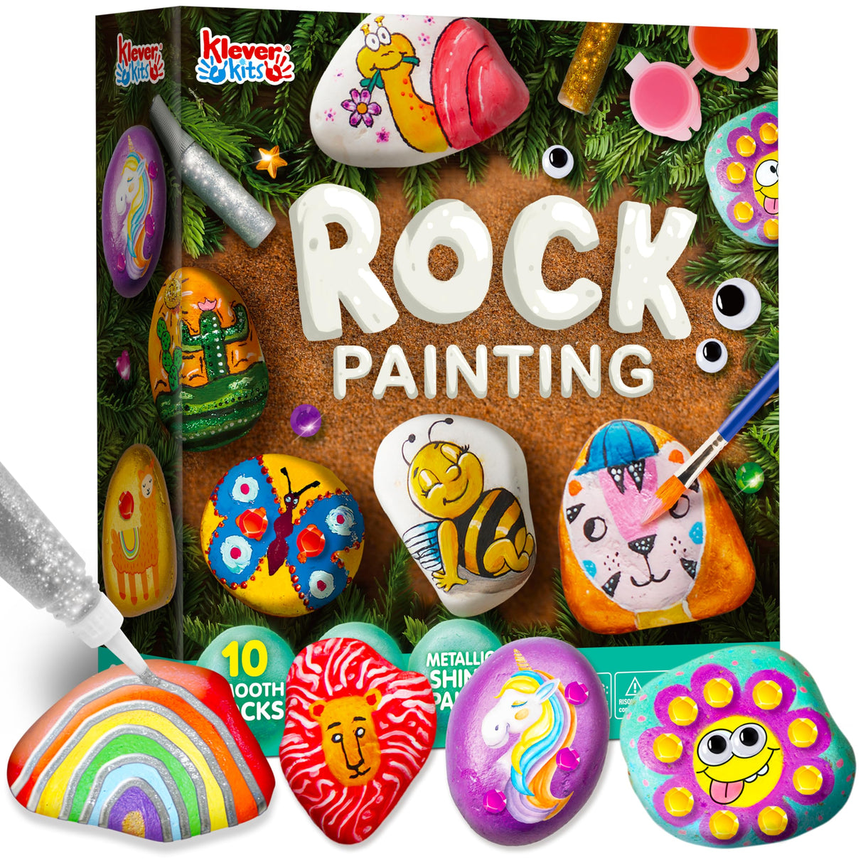 JOYIN Rock Painting Kit for Kids, Arts and Crafts for Girls & Boys Ages 6-12, DIY Supplies for Painting Rocks, Easter Craft Kits Art Set, Toddler Birthday Christmas Presents, Family Indoor Activity JOYIN