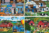 MasterPieces 2000 Piece Jigsaw Puzzle for Adults, Family, Or Youth - Fun Folk Art Am Poulin 4-Pack - 14"x19" Masterpieces