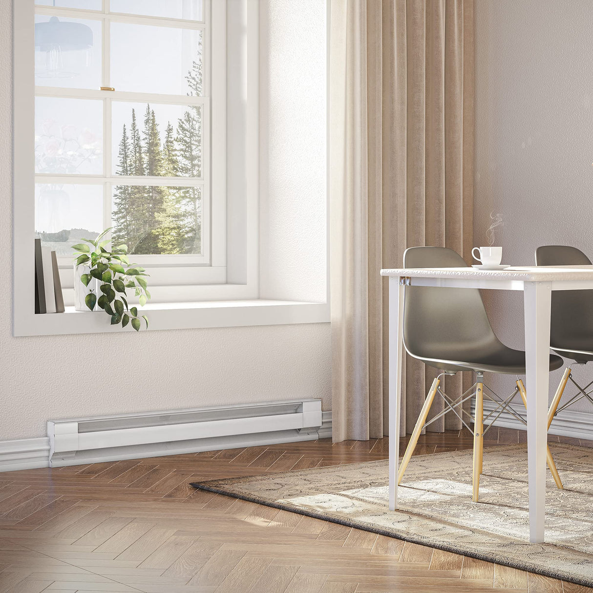 Cadet F Series 48" Electric Baseboard Heater (Model: 4F1000W, Part: 09954 ), 3415/2560 BTU, 240/208 Volt, 1000/750 Watt, White Cadet