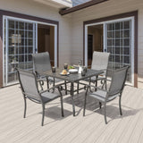 NUU GARDEN Outdoor Patio Dining Set 5 Piece Furniture Set Including Square Outdoor Dining Table with 1.57" Umbrella Hole and 4 Gray Textilene Chairs for Garden, Patio and Poolside Backyards NUU GARDEN