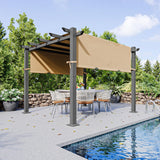 Aoxun 10'x10' Outdoor Pergola, Heavy-Duty Aluminum Pergola Patio, Modern Pergola with Retractable Sun Shade Canopy for Garden, Deck and Backyard Aoxun