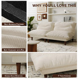 DreamDashio Futon Sofa Bed, 4 in 1 Multi-Functional Futon Couch with Adjustable Backrest, 75 inch Convertible Sleeper Sofa Bed and Recliner Lounge, Corduroy Loveseat for Living Room, Apartment, Beige DreamDashio