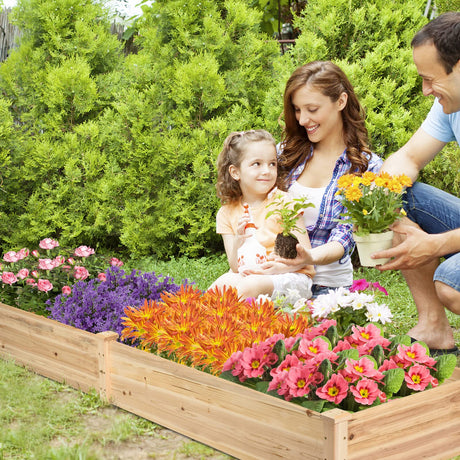 COSTWAY Raised Garden Bed, Wooden Planter Box Stand for Vegetables, Fruits, Herbs, Flowers, Garden Planting Bed Kit for Outdoor, Backyard, Patio, Lawn, 91" x 24" x 9" COSTWAY