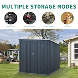 LANTRO JS 6x8FT Metal Outdoor Storage Shed, Garden Tool Shed Without Floor, Lean to Shed with Free PC Light Board and Lockable Doors for Garden Bike Lawnmower LANTRO JS