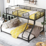 Harper & Bright Designs Metal Bunk Bed Twin XL Over Queen Size with Ladder and High Guardrail, Metal Bunk Bed, Storage Space, Noise Free, Black Harper & Bright Designs