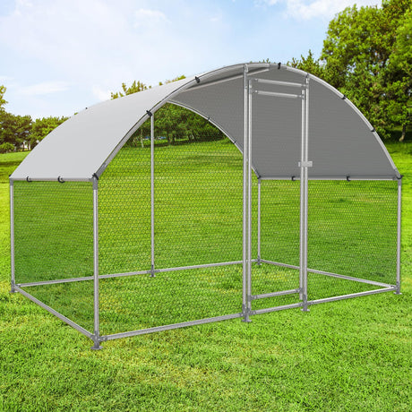 NUGRIART Large Metal Chicken Coop Walk-in Poultry Cage with Water-Resident and Anti-UV Cover Duck Rabbit Cat House Outdoor Chicken Run Pen with Round Roof NUGRIART