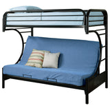 Coaster Home Furnishings Montgomery Contemporary Metal Twin Over Full Futon Bunk Bed Frame with Ladder and Guardrails Fully Slatted Mattress Ready Foundation Black 2253K Coaster Home Furnishings
