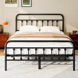 zunatu Full Size Metal Platform Bed Frame/Victorian Style Headboard and Footboard/Steel Slat Support/Easy Assembly/No Box Spring Needed/Underbed Storage/Noise Free/Black zunatu