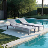 Nestl Patio Chairs - Grey Chaise Lounge Chair Outdoor, 5-Position Adjustable Sun Tanning Chair, Waterproof Pool Lounge Chairs Set of 2, Reclining Lawn Chair, Lightweight Outdoor Lounge Chairs Nestl