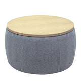 Kakotito Modern Round Storage Ottoman with Wooden Lid,Circle Handmade Coffee Table,End Table & Footstool for Living Room (Dark Gray) Kakotito