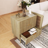 Mid-Century 3 Drawers Bedside Table Cabinet, Modern Nightstand with 3 Drawer and Solid Wood Legs, Contemporary 3-Drawer Nightstand, Mid Century Nightstand with 3 Storage Drawer for Bedroom (Natural) affeivul