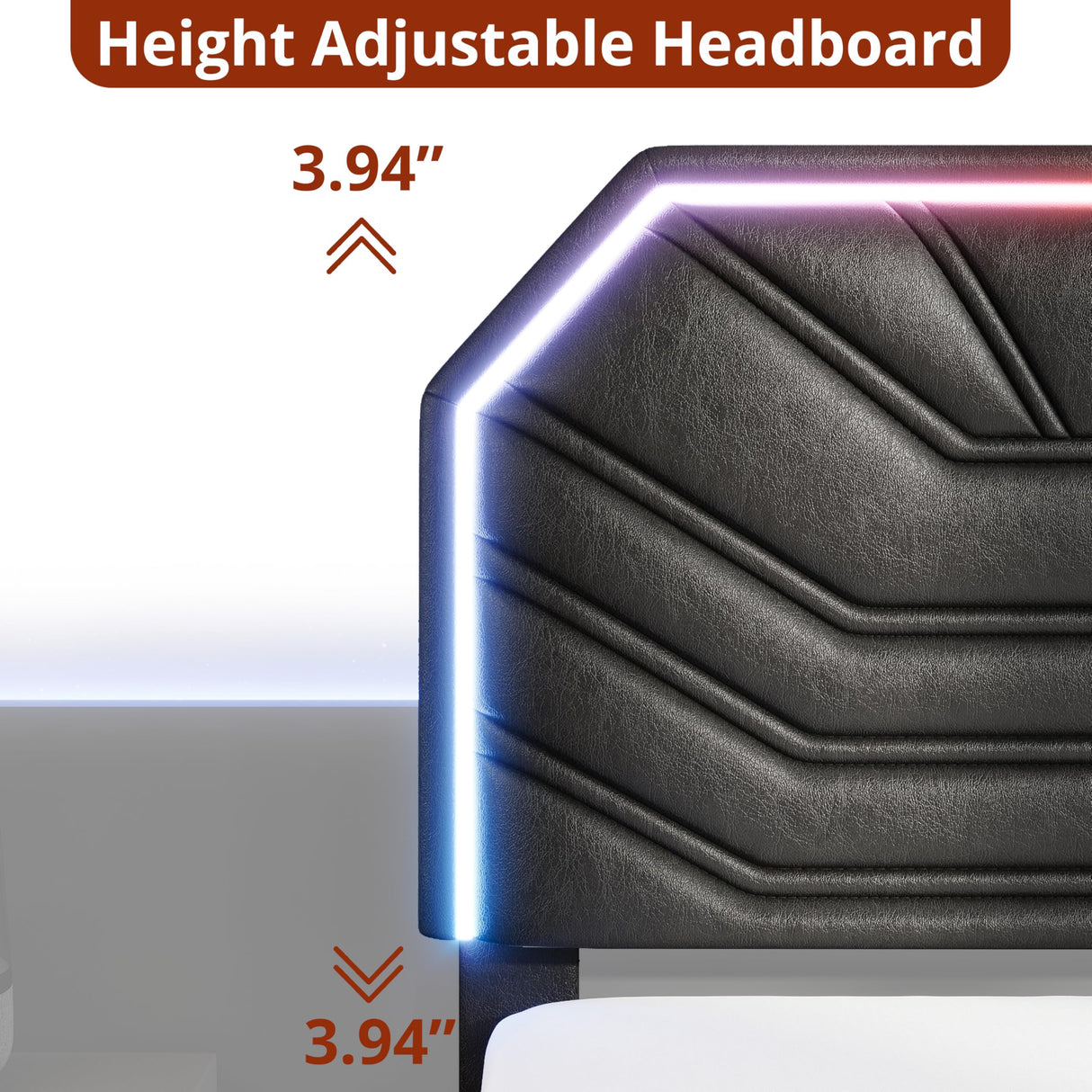 LIKIMIO Twin Bed Frames with Lighted Headboard, Upholstered Modern Cama Twin Platform Bed with Heavy Duty Supports, No Box Spring Need, Noise Free, Easy Assembly, Black LIKIMIO