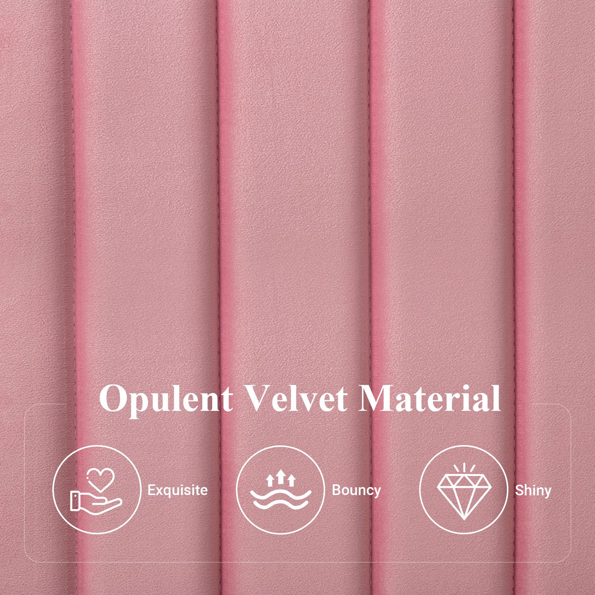 Allewie Full Bed Frame, Velvet Upholstered Platform Bed with Adjustable Vertical Channel Tufted Headboard, Mattress Foundation with Strong Wooden Slats, Box Spring Optional, Easy Assembly, Pink Allewie