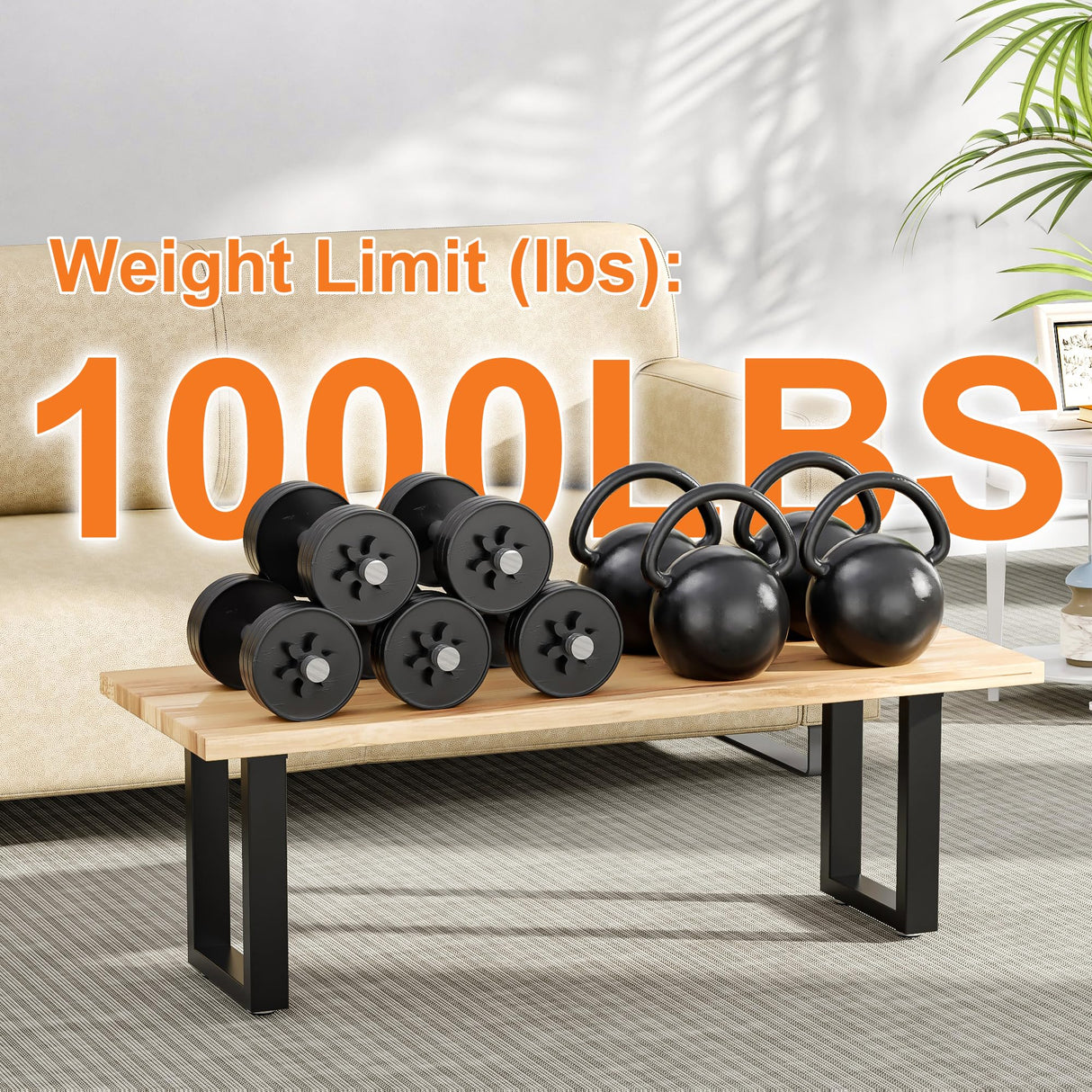 SKYSEN 16" Metal Table Legs, Desk Legs, Coffee Table Legs,Bench Legs for Desk, Coffee Tables, Dining Tables, Benches-16 * 11.8" Square Shape- Heavy Duty- Thickened Material- Black(zt-z-16"*11.8") SKYSEN