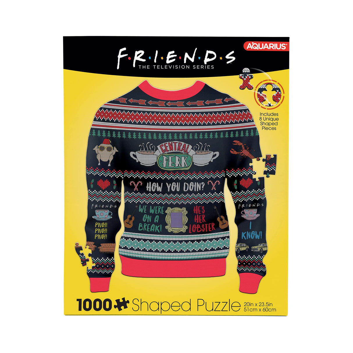 AQUARIUS - Friends TV Series Ugly Christmas Sweater Shaped 1000 Piece Jigsaw Puzzles AQUARIUS