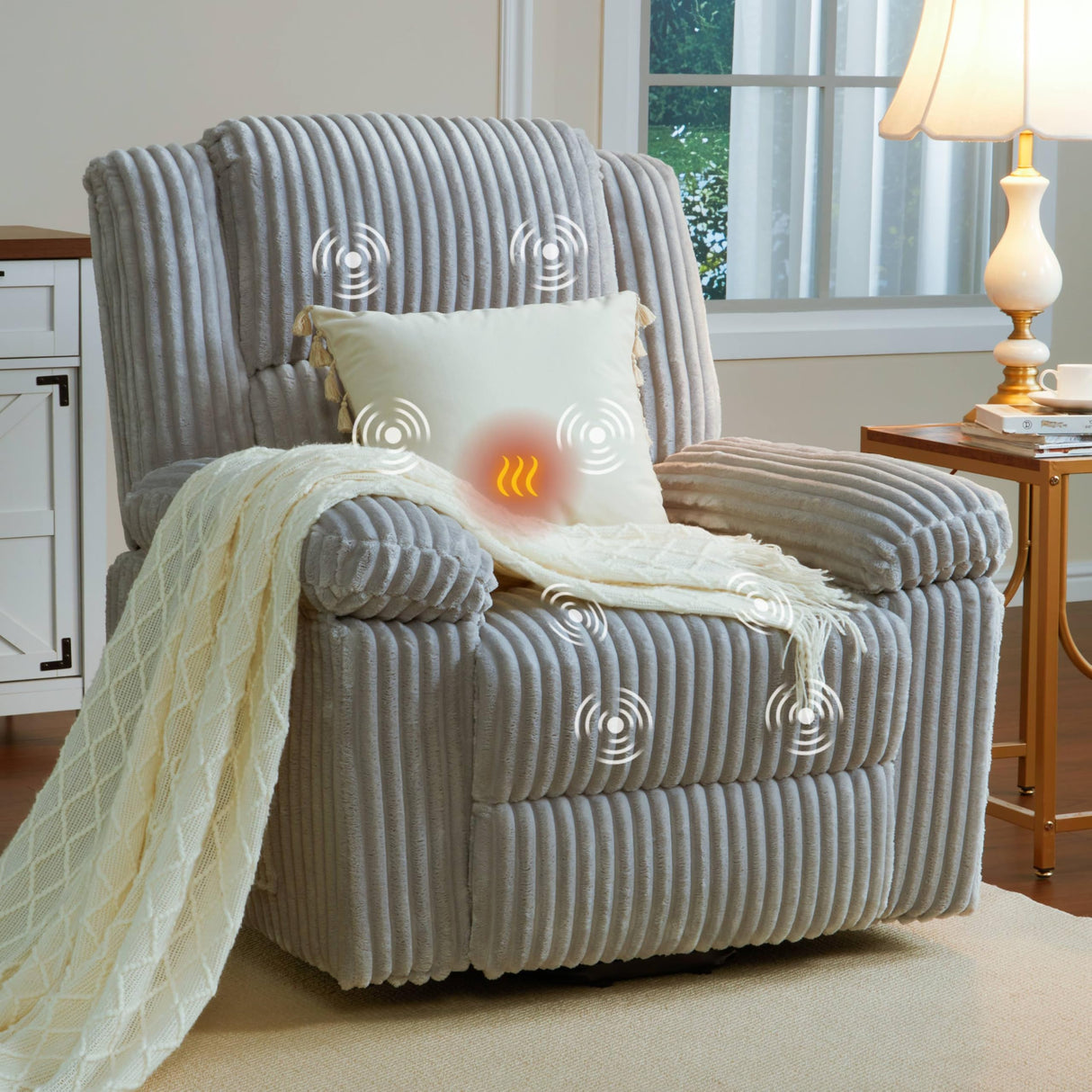 GarveeHome Power Lift Recliner Chair - Heat and Massage, Electric Lift Plush Recliner with Soft Padded Seat, Back Support & Armrests, Designed for The Elderly and People with Mobility Impaired GarveeHome