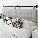 Nathan James Remi Tufted Wall Mount Hanging Headboard, King, Grey/Black Nathan James