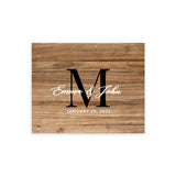 Andaz Press Custom Large Canvas Wedding Guest Book Alternative, 16 x 20 Inches, Rustic Wood Monogram Horizontal Personalized Sign Our Canvas Guest Andaz Press