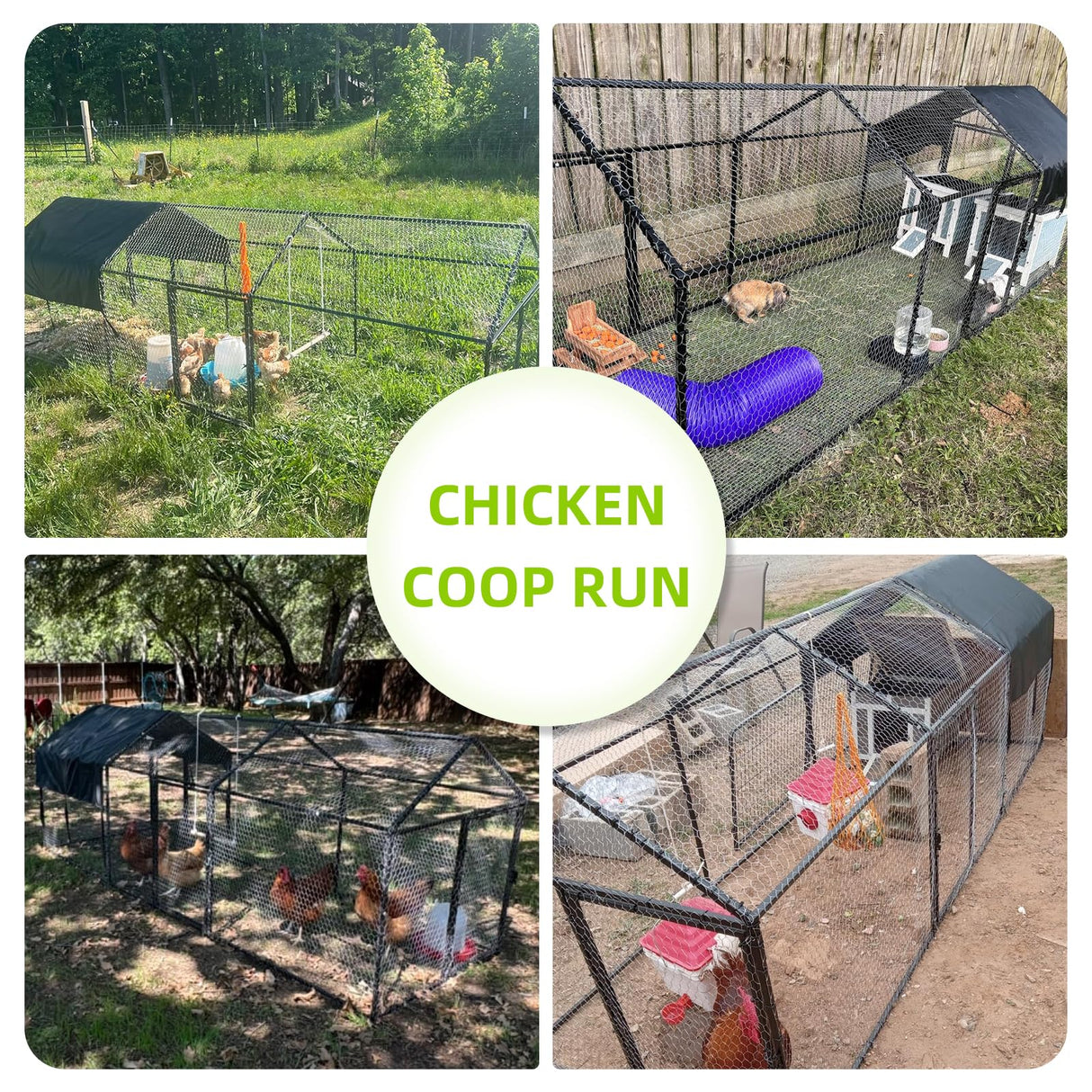 Large Metal Chicken Coop Chicken Run with Cover for 10-12 Chickens 120"×40"×40" Portable Poultry Cage Hen House Outdoor Backyard Farm Animal Enclosure Crate Pet Playpen Exercise Pen for Rabbit Duck AIMUCT