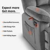 MCombo Zero Gravity Power Recliner Sofa with Drop Down Table, Heat and Vibration Massage, 3 Seater Dual Reclining Couch with USB Ports, Cup Holders for Living Room, Fabric RS6236 (Grey) MCombo