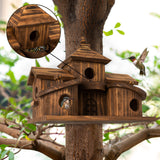 COLEBA Bird Houses for Outside,Outdoor 5 Hole Bird House Room for 5 Bird Families Bluebird Finch Cardinals Hanging Birdhouse for Garden COLEBA