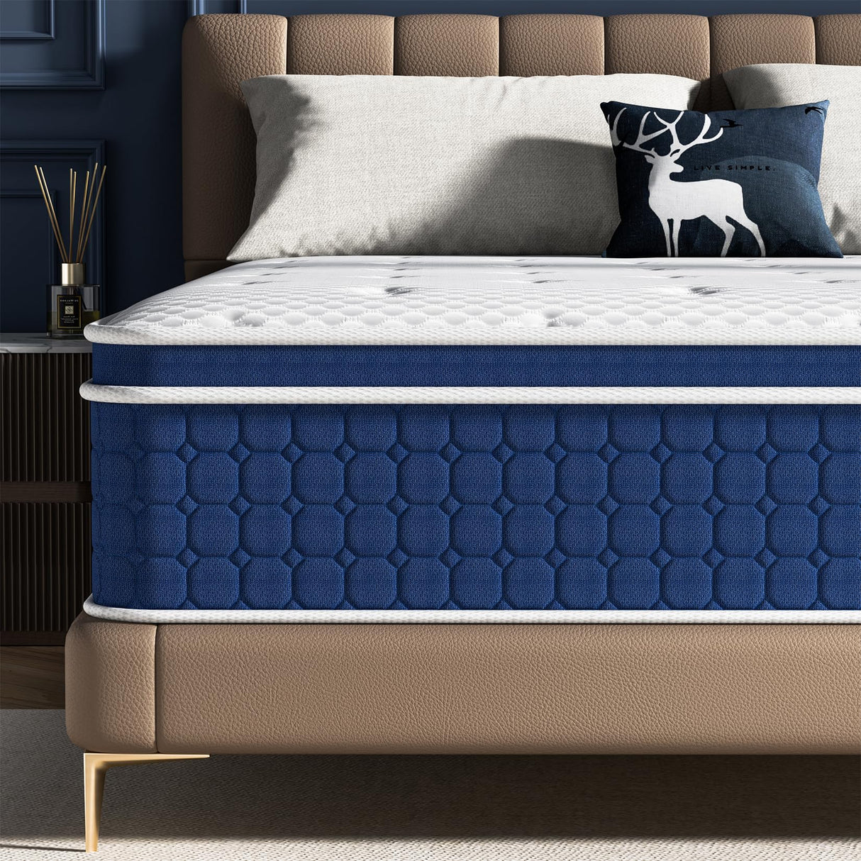 Ckiye 12 inch Queen Size Mattress 80''*60''*12'' Hybrid Medium Firm Memory Foam in a Box with Pocket Springs CertiPUR US Extra Edge Support Anti Sag Design Pressure Relief Queen Mattress Ckiye