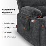 MCombo Power Lift Recliner Chair for Elderly, Lift Chair with Heat and Massage, USB &Type C Ports, Cup Holders, Fabric 7095 (Medium, Dark Grey) MCombo