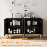 Luoxiao Fluted Sideboard Buffet 55" Console Table for Entryway Modern Credenza Accent Cabinet with Adjustable Shelves Coffee Bar Cabinet for Living Room, Kitchen, Dining Room,Hallway Black Luoxiao